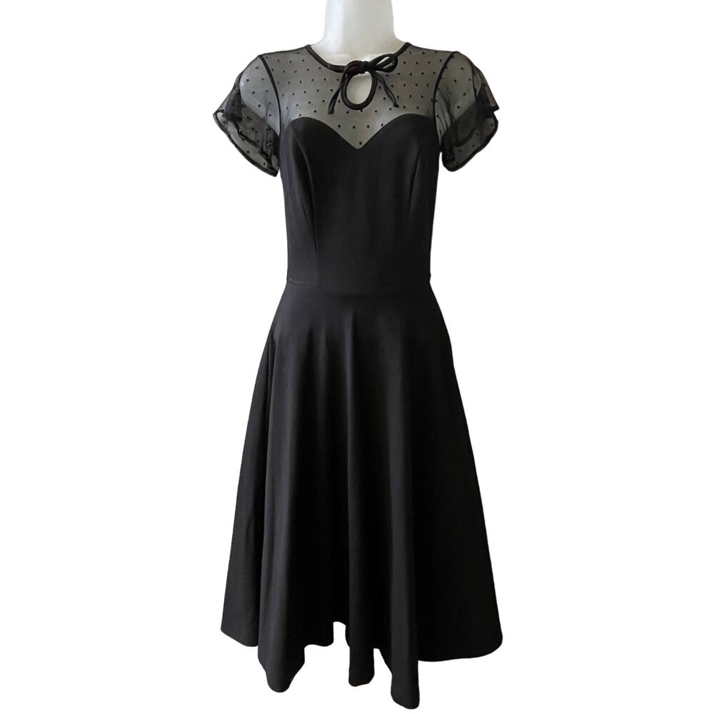 Unique Vintage Retro 40s 50s Style Sweetheart Swing Dress w/ Tulle Yoke Size XS